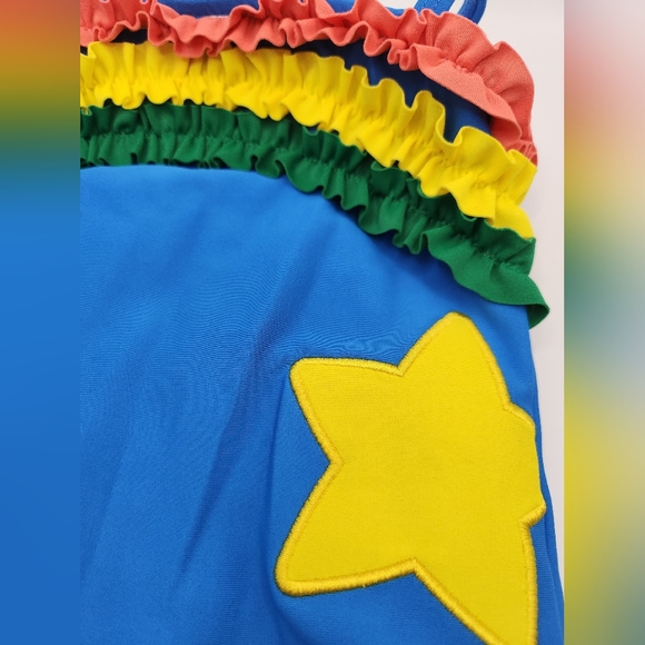 Koala Kids One Piece Swimsuit Girl's 12-18m Blue w Multicolor Ruffles NEW - Picture 4 of 13